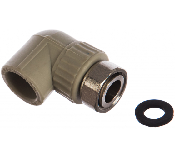 Угольник комбинированный 25x3/4' ВР с накидной гайкой, переходной, полипропиленовый PPR, белый