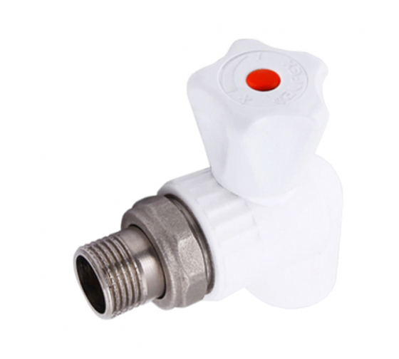 Кран для радиатора угловой 20x1/2' полипропиленовый PPR белый