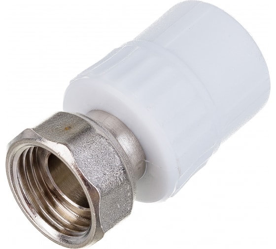 Муфта комбинированная 20x3/4' ВР накидная гайка, полипропиленовая PPR, белая