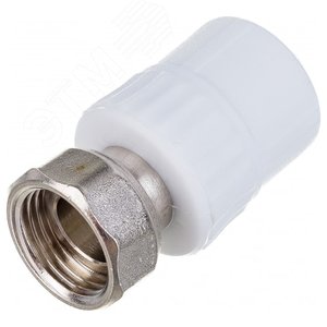 Муфта комбинированная 25x1' ВР накидная гайка, полипропиленовая PPR, белая