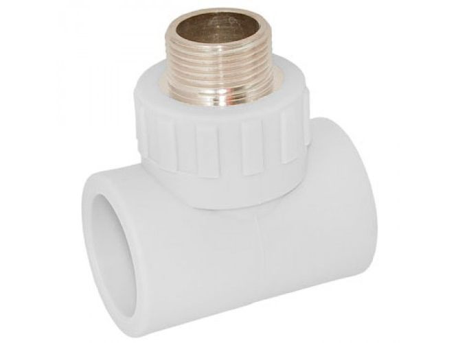 Тройник комбинированный 25x1/2' НР полипропиленовый PPR белый