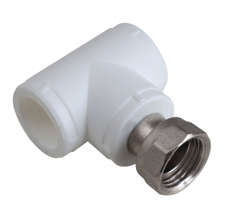 Тройник комбинированный 20x3/4' с накидной гайкой полипропиленовый PPR белый