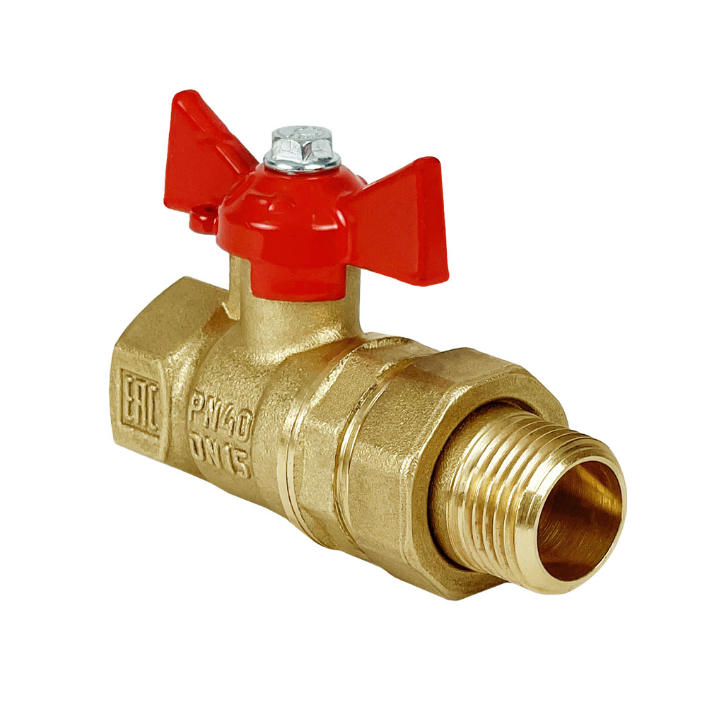 Кран шаровой N/P59 для воды 1/2' ВН ручка-бабочка, америк., латунный 11Б27фт1М