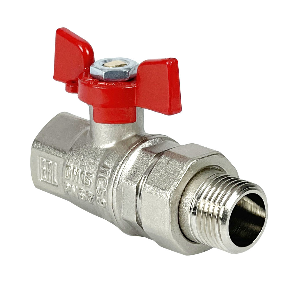 Кран шаровой PREMIUM для воды 11Б27фт1М латунный никелированный с американкой 1' ВР-НР бабочка