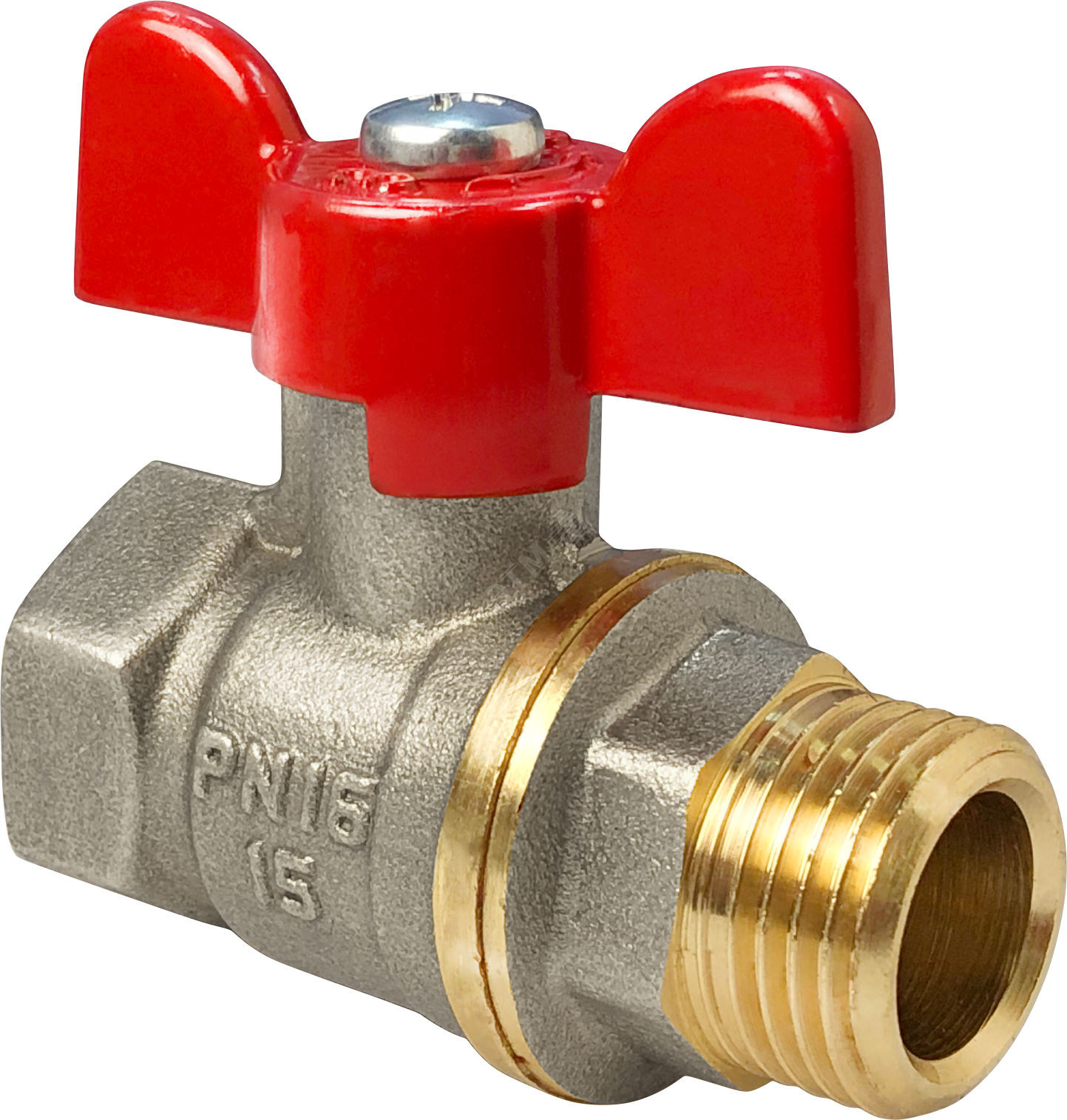 Кран шаровой 11Б27фт1М никелированный 1 1/4' ВН ручка бабочка