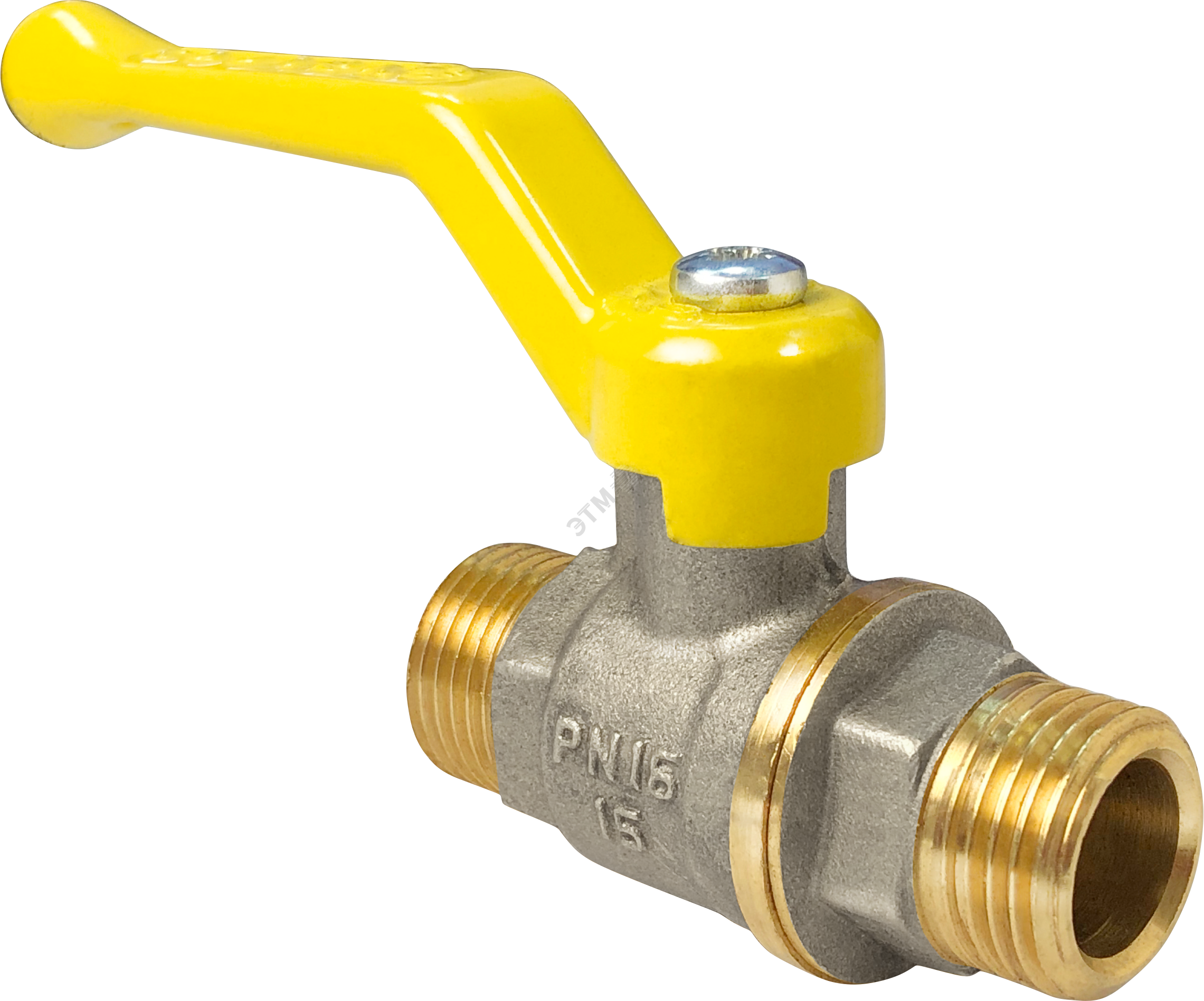 Изображение товара Кран шаровой для газа 11Б27фтМ никелированный 1/2 НН ручка рычаг (шт)