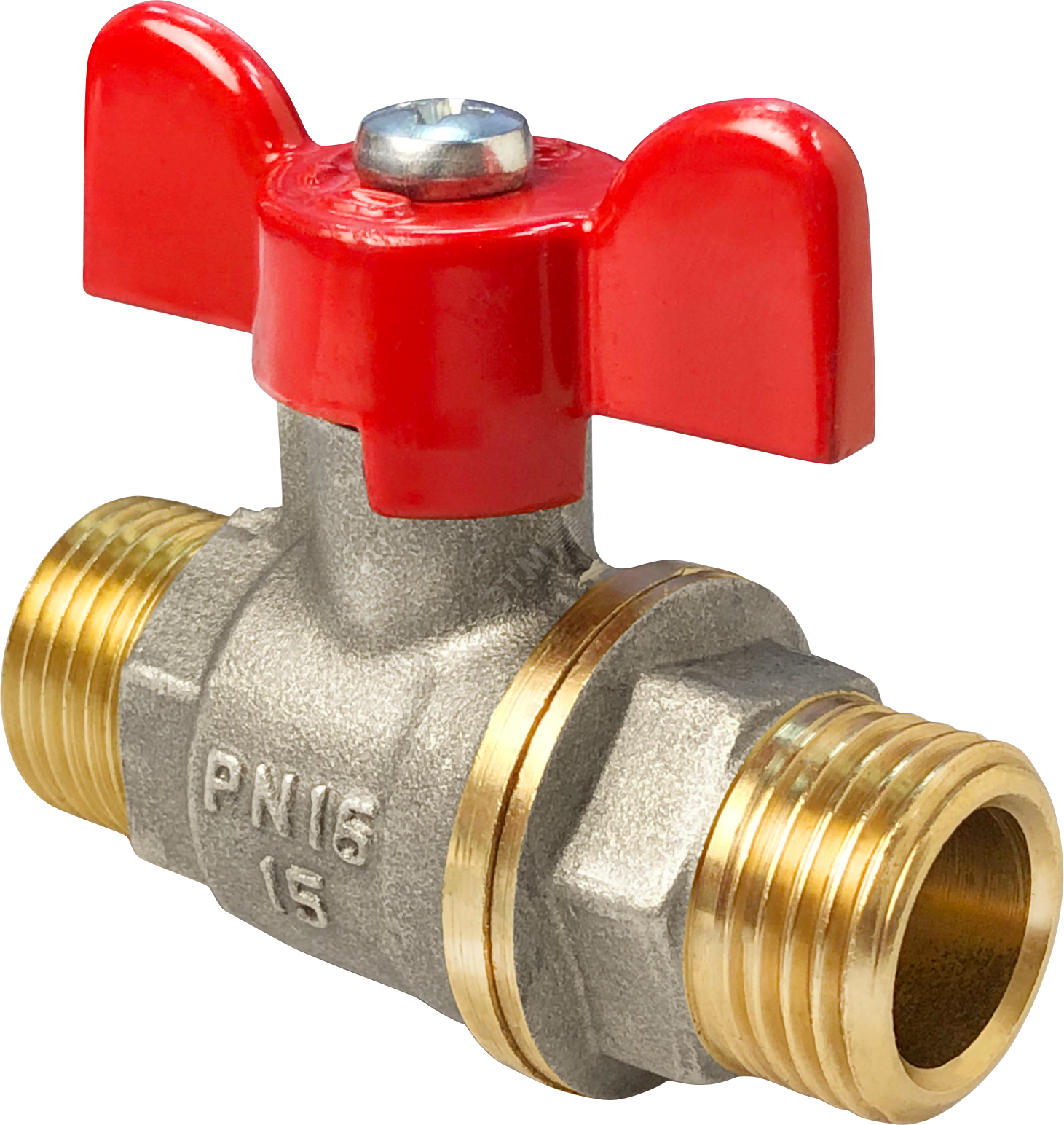 Кран шаровой 11Б27фт1М никелированный 3/4' НН ручка бабочка