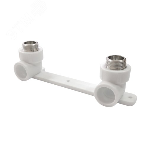 Изображение товара Планка монтажная 25x1/2' НР для смесителя, с водорозетками, полипропиленовая PPR белая (шт)