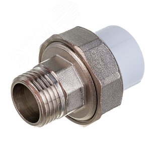 Изображение товара Муфта разъемная 20x1/2' НР полипропиленовая PPR американка, усиленная, белая (шт)