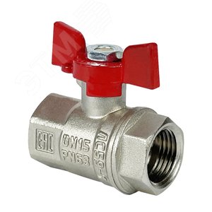 Изображение товара Кран шаровой PREMIUM для воды 11Б27фт1М латунный никелированный 3/4' ВР-ВР бабочка (шт)