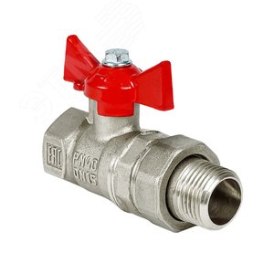 Изображение товара Кран шаровой N/P59 для ВОДЫ 3/4 ВН ручка-бабочка, латунный НИКЕЛИР-Й 11Б27фт1М (72/18) (шт)