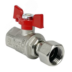 Изображение товара Кран шаровой PREMIUM для воды 11Б27фт1М латунный никелированный с накидной гайкой 1/2' ВР-ВР бабочка (шт)