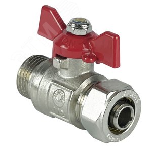 Кран шаровой обжимной НР, бабочка 16х1/2  НИКЕЛИРОВАННЫЙ - фото 3