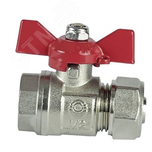 Кран шаровой обжиммной ВР, бабочка 16х1/2 НИКЕЛИРОВАННЫЙ - фото 3