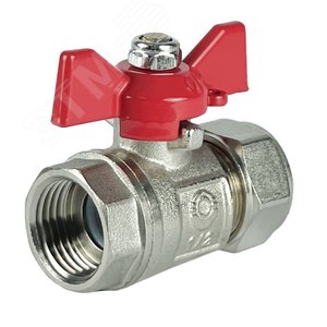 Кран шаровой обжиммной ВР, бабочка 16х1/2 НИКЕЛИРОВАННЫЙ - фото 1