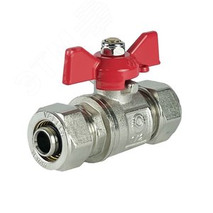 Кран шаровой обжимной, ручка-бабочка 16х16 НИКЕЛИРОВАННЫЙ - фото 1