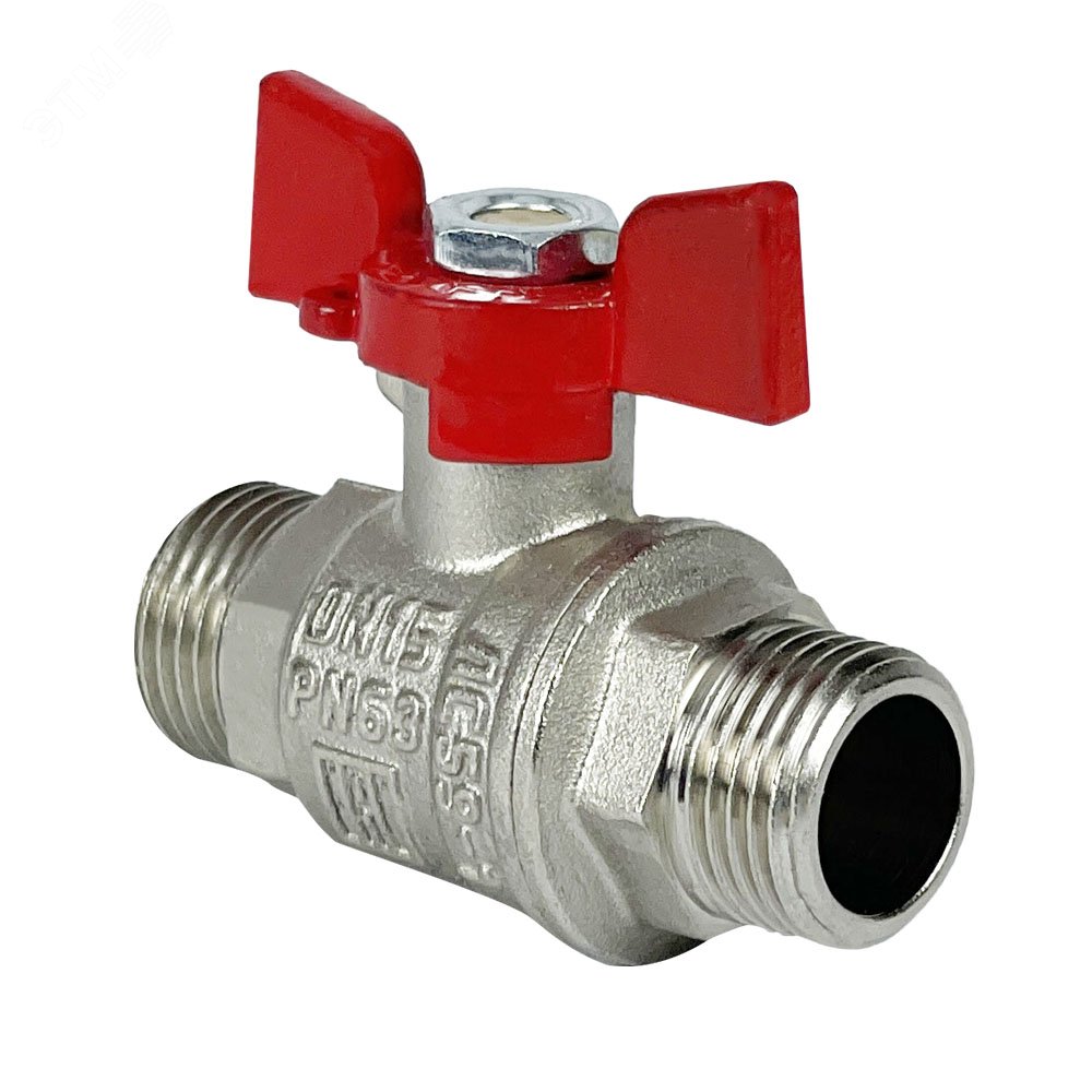 Изображение товара Кран шаровой PREMIUM для воды 11Б27фт1М латунный никелированный 3/4' НР-НР бабочка (шт)