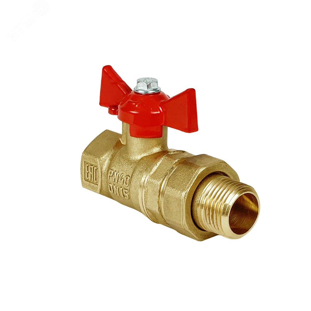 Изображение товара Кран шаровой N/P59 3/4 ВН бабочка, американка, лтунный 11Б27фт1М (шт)