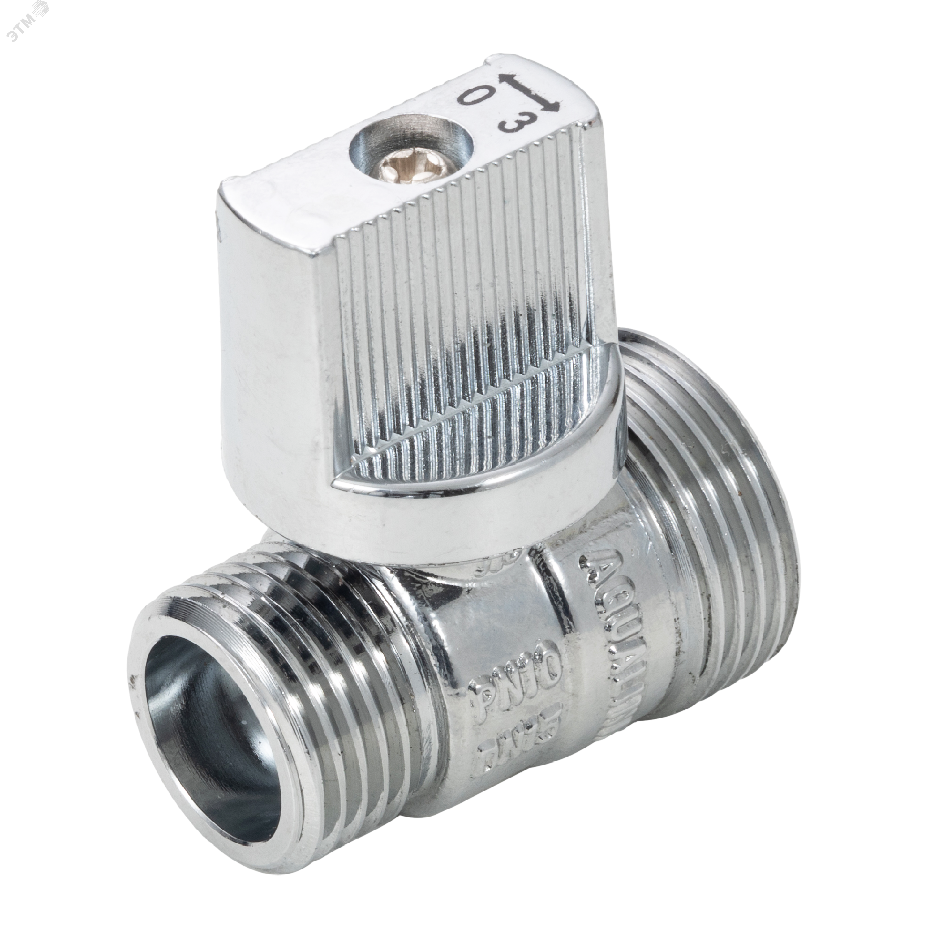 Изображение товара Кран шаровой водяной мини 1/2х3/4 нар-нар ручка-флажок хром AQUALINK