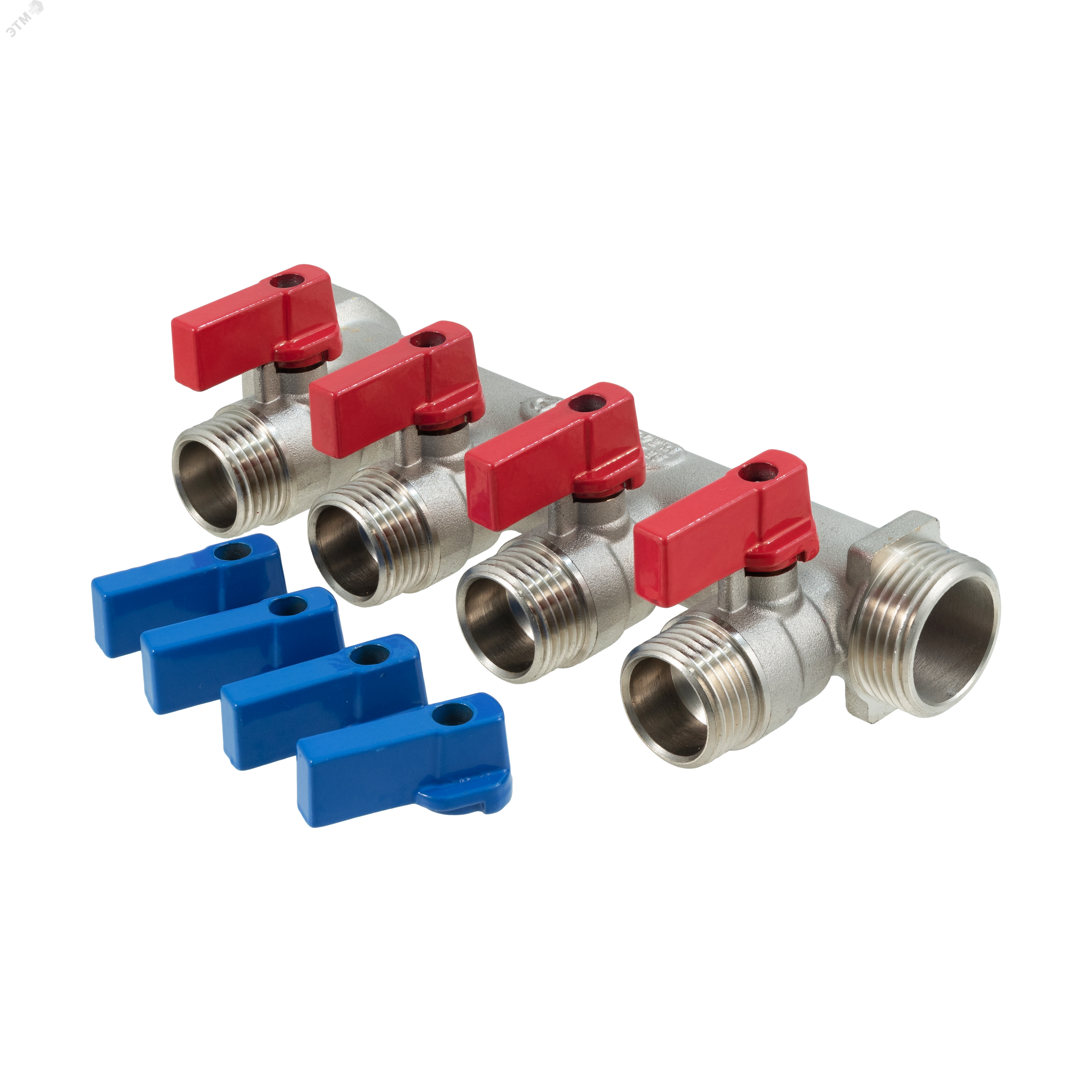 Изображение товара Коллектор резьбовой с шаровыми кранами ВМ 3/4x3/4x1/2x4 AQUALINK