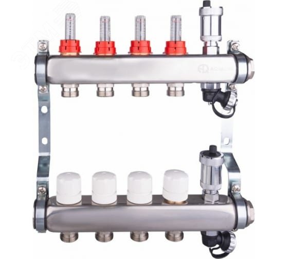 Изображение товара Группа коллекторная со встроенными расходомерами всборе 1'x2 выхода евроконус 3/4' из нержавеющей стали (шт)