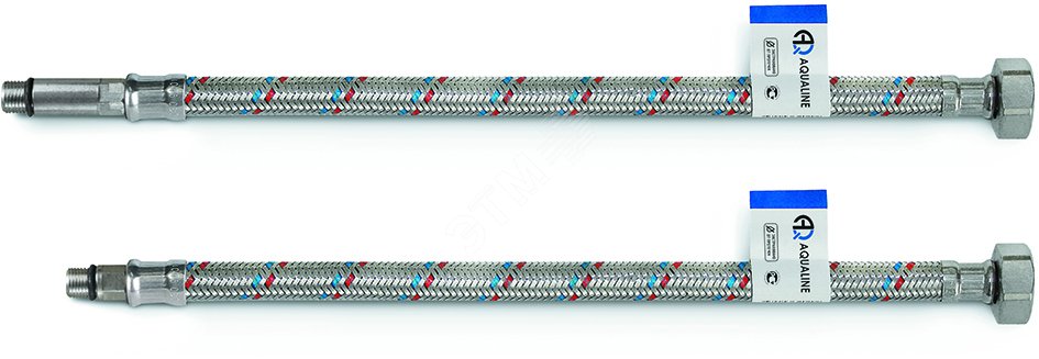 Изображение товара Гибкая подводка для смесителя 30 см стальная гайка 2 шт. AQUALINE