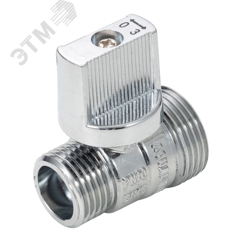 Изображение товара Кран шаровой для воды для бытовых приборов 1/2х3/4нар-нар (мини), ручка-флажок: хром. (шт)