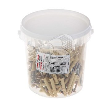 Изображение товара Дюбель-гвоздь 6х40 потайной бортик, нейлон (150шт) (упак)