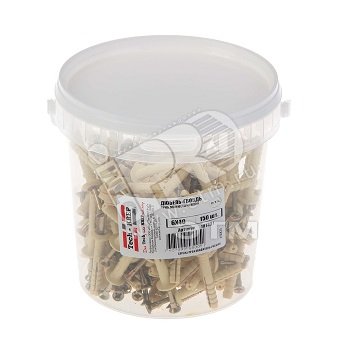 Изображение товара Дюбель-гвоздь 6х40 цилиндрический бортик, нейлон (150шт) (упак)