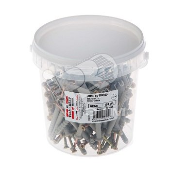 Изображение товара Дюбель-гвоздь 6х60 потайной бортик, полипропилен (100шт) (упак)