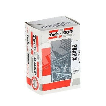 Изображение товара Шуруп универсальный 2,5х20 потайная головка, остроконечный, оцинкованный (200шт) - коробка (упак)