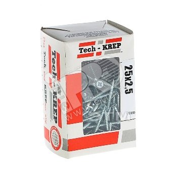 Изображение товара Шуруп универсальный 2,5х25 потайная головка, остроконечный, оцинкованный (200шт) - коробка (упак)