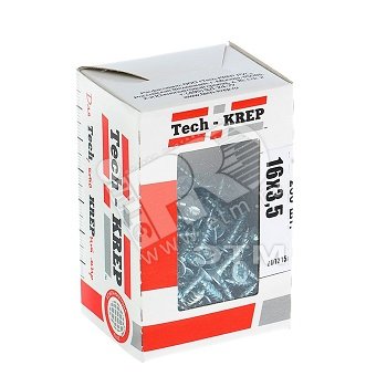 Шуруп универсальный 3,5х16 потайная головка, остроконечный, оцинкованный (200шт) - коробка 102168 Tech-KREP