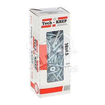 Изображение товара Шуруп универсальный 4,5х30 потайная головка, остроконечный, оцинкованный (200шт) - коробка (упак)