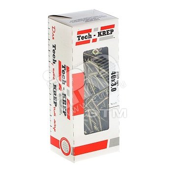 Изображение товара Шуруп универсальный 3х40 потайная головка, остроконечный, желтопассивированный (200шт) - коробка (упак)