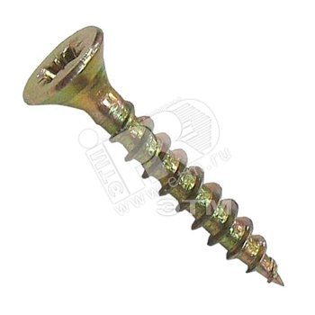 Изображение товара Шуруп универсальный 6х70 потайная головка, остроконечный, желтопассивированный (75шт) - коробка (упак)