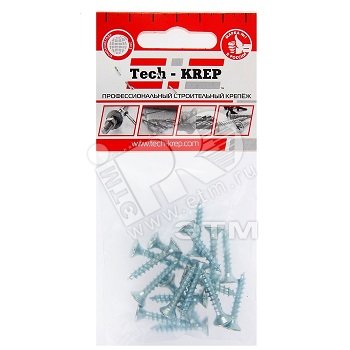 Изображение товара Шуруп универсальный 3,5х35 потайная головка, остроконечный, оцинкованный (18шт) - пакет (упак)