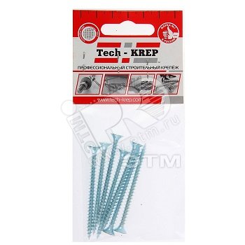 Изображение товара Шуруп универсальный 5х70 потайная головка, остроконечный, оцинкованный (6шт) - пакет (упак)