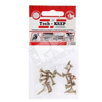 Изображение товара Шуруп универсальный 2,5х20 потайная головка, остроконечный, желтопассивированный (25шт) - пакет (упак)