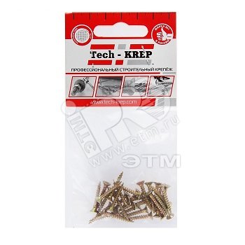 Изображение товара Шуруп универсальный 3х20 потайная головка, остроконечный, желтопассивированный (30шт) - пакет (упак)