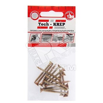 Изображение товара Шуруп универсальный 3,5х40 потайная головка, остроконечный, желтопассивированный (15шт) - пакет (упак)