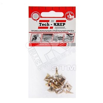 Изображение товара Шуруп универсальный 4х12 потайная головка, остроконечный, желтопассивированный (26шт) - пакет (упак)