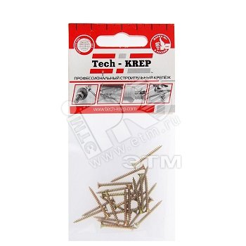 Изображение товара Шуруп универсальный 4х16 потайная головка, остроконечный, желтопассивированный (25шт) - пакет (упак)