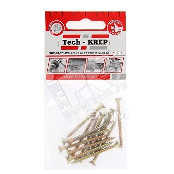 Изображение товара Шуруп универсальный 4х45 потайная головка, остроконечный, желтопассивированный (14шт) - пакет (упак)