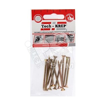 Изображение товара Шуруп универсальный 4х50 потайная головка, остроконечный, желтопассивированный (13шт) - пакет (упак)