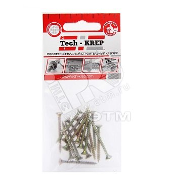 Изображение товара Шуруп универсальный 4,5х25 потайная головка, остроконечный, желтопассивированный (18шт) - пакет (упак)