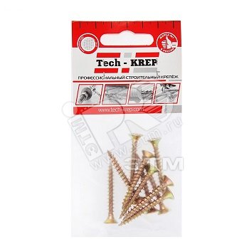 Изображение товара Шуруп универсальный 4,5х45 потайная головка, остроконечный, желтопассивированный (10шт) - пакет (упак)