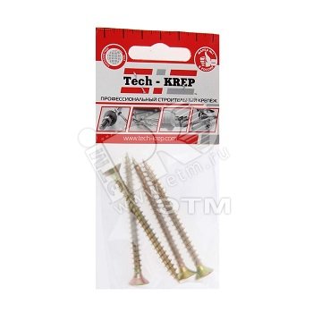 Изображение товара Шуруп универсальный 6х70 потайная головка, остроконечный, желтопассивированный (4шт) - пакет (упак)