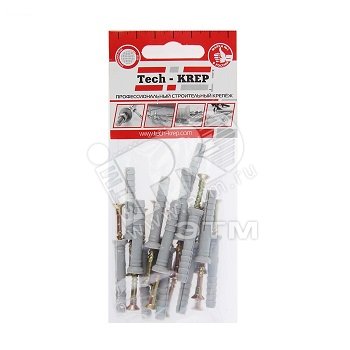 Изображение товара Дюбель-гвоздь 6х40 потайной бортик, полипропилен (16шт) (упак)