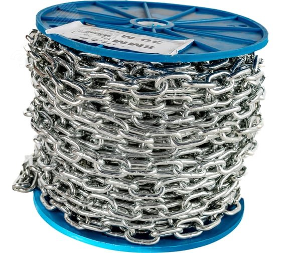 Изображение товара Цепь DIN766 5мм короткозвенная оцинкованная 30м от Tech-KREP Изображение товара Цепь DIN766 5мм короткозвенная оцинкованная 30м от Tech-KREP